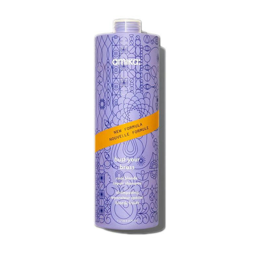 Amika Bust Your Brass Cool Blonde Strength Repair Shampoo, 33.8 oz